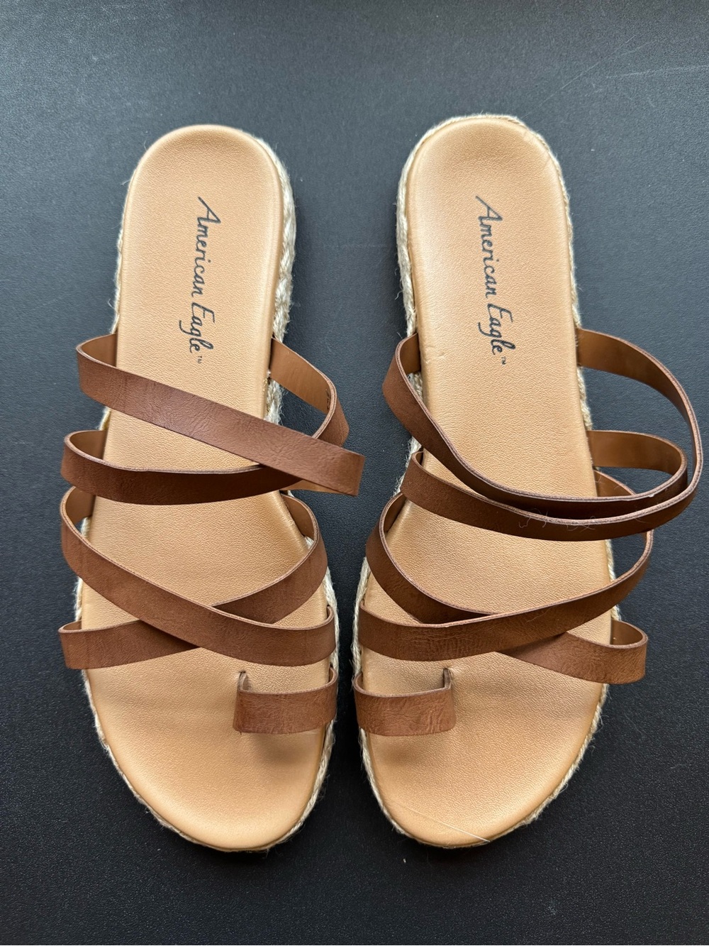 American Eagle Outfitters Brown Multi-Strap Espadrille Slides